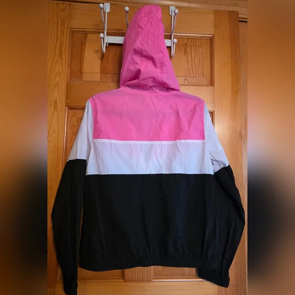 No Boundries Pink, White & Black Colorblock Windbreaker Jacket - Picture 2 of 4